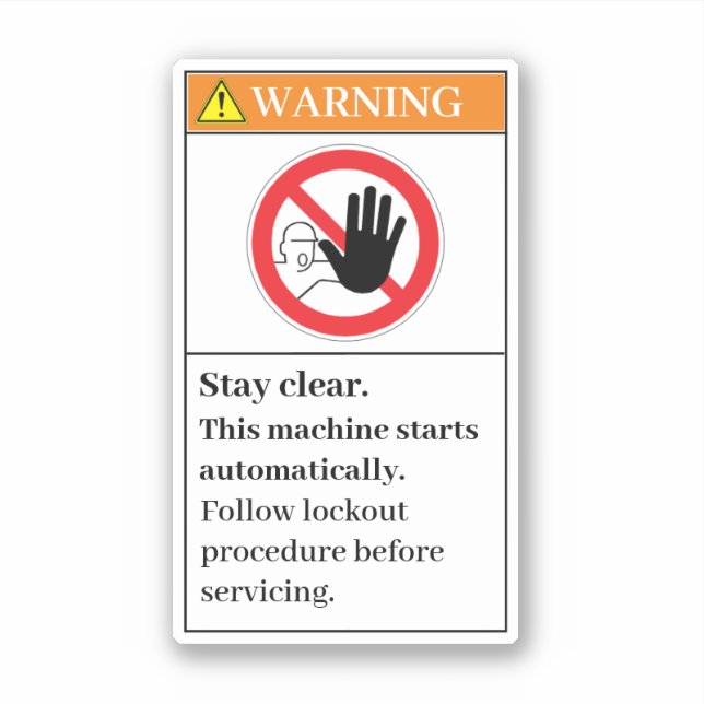 Warning Stay Clear Label (Front)