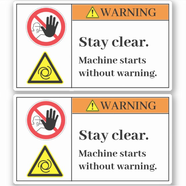 Warning Stay Clear Label (Front)