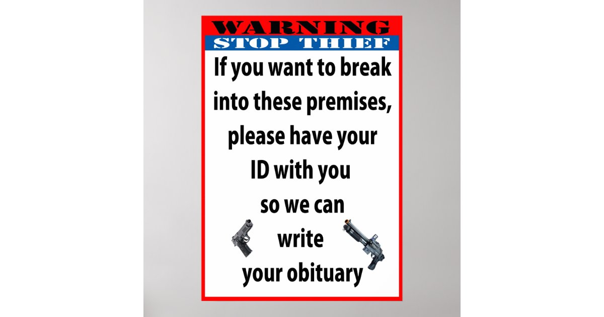 Warning Stop Thief Postersign Poster Uk