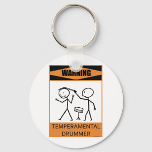 Warning Temperamental Drummer Key Ring