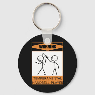 Warning Temperamental Handbell Player Key Ring
