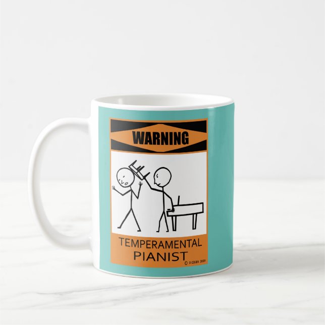 Warning Temperamental Pianist Coffee Mug (Left)