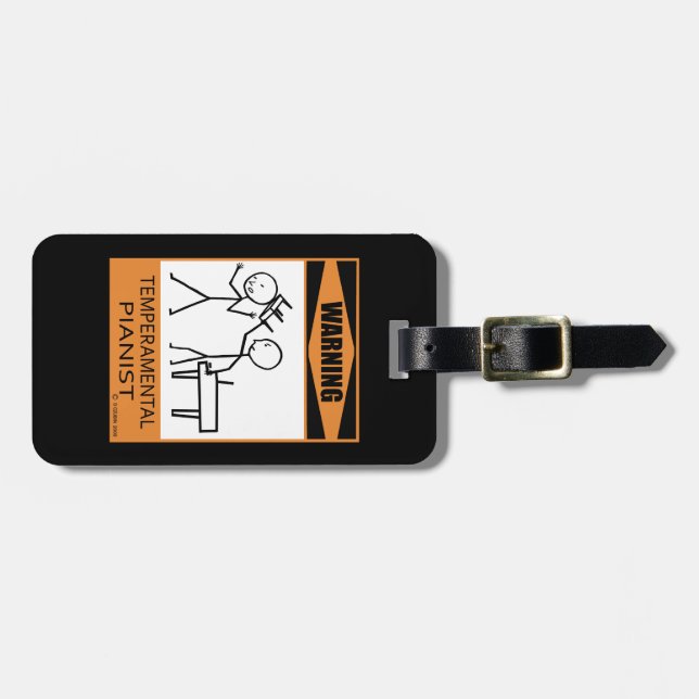 Warning! Temperamental Pianist Luggage Tag (Front Horizontal)