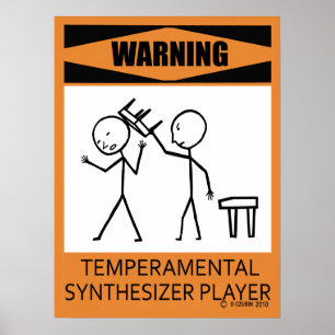 Warning Temperamental Synthesizer Player Poster