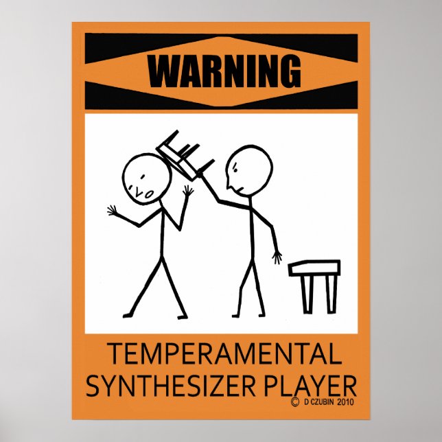 Warning Temperamental Synthesizer Player Poster (Front)