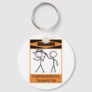 Warning Temperamental Trumpeter Key Ring