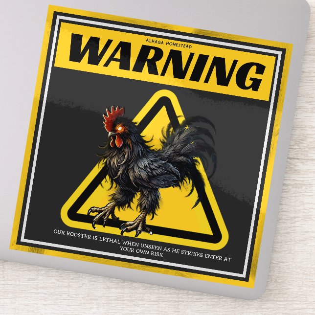 Warning text for rooster sticker (Detail)