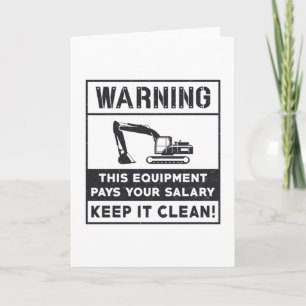Warning This Equipment Excavator Construction Card