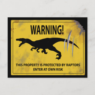 Warning! This Property is Protected by Raptors Postcard