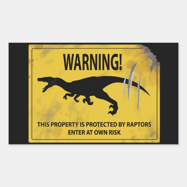 Warning! This Property is Protected by Raptors Rectangular Sticker (Front)