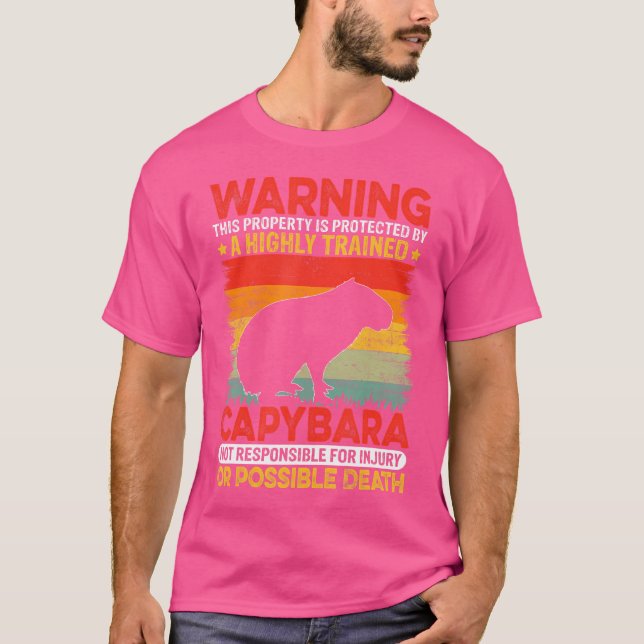 Warning This Property Is Protected Capybara Rodent T-Shirt (Front)