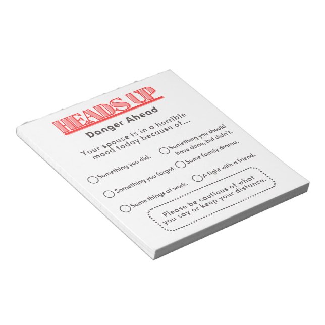 Warning To Spouse  Notepad (Angled)