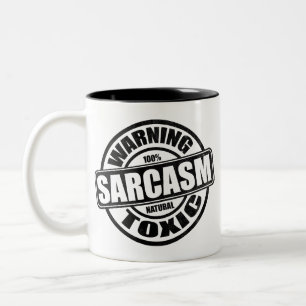 Warning Toxic Sarcasm Humourous Phrase Two-Tone Coffee Mug