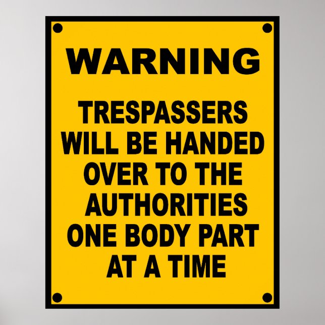 Warning Trespassers Poster (Front)