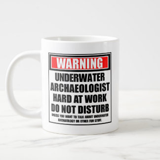 Warning Underwater Archaeologist Hard At Work Large Coffee Mug
