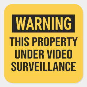Warning Video Surveillance Sign Square Sticker