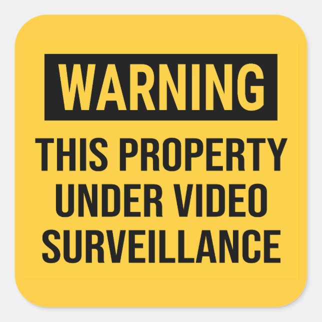 Warning Video Surveillance Sign Square Sticker (Front)