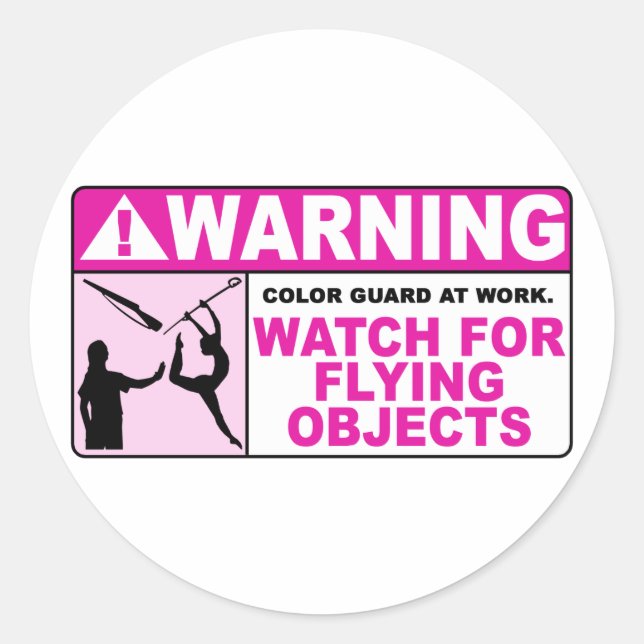 WARNING Watch For Flying Objects! Classic Round Sticker (Front)