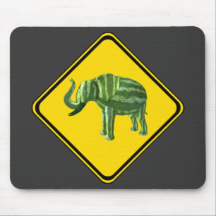 Warning: Watermelon Elephant Crossing! Mouse Mat