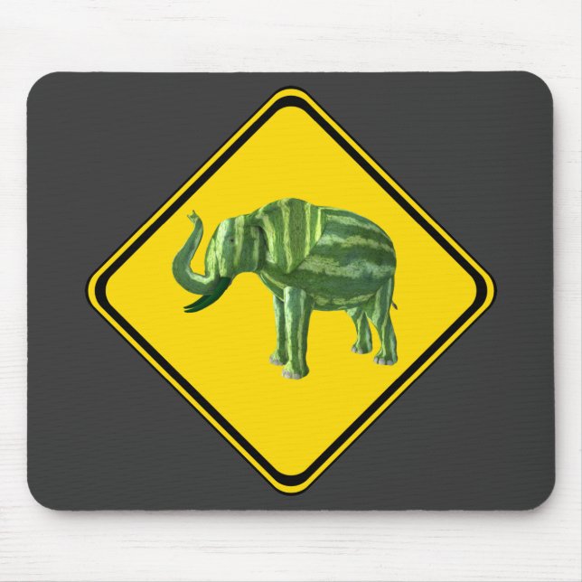 Warning: Watermelon Elephant Crossing! Mouse Mat (Front)