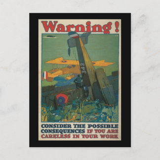 Warning World War II Postcard