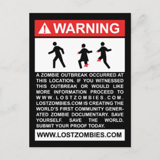 Warning Zombie Outbreak Postcard