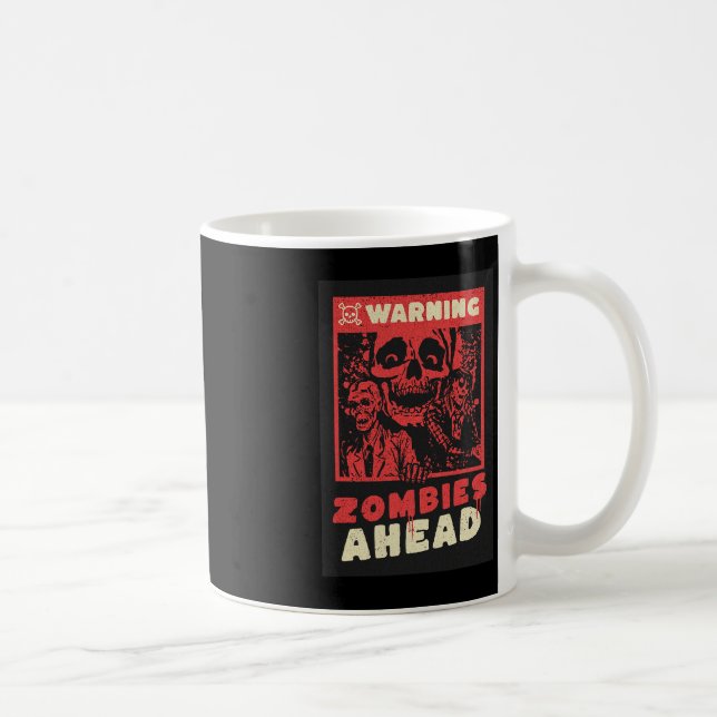 Warning Zombies Halloween Costume Coffee Mug (Right)
