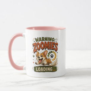 "Warning Zoomies Loading"Funny Corgi Lover retro Mug