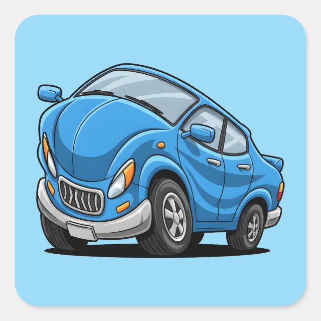 Warped Blue Cartoon Auto Square Sticker (Front)