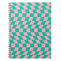 Warped Check Retro Chequerboard Pink Green Pattern