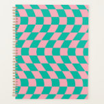 Warped Check Retro Chequerboard Pink Green Pattern Planner<br><div class="desc">Cool warped checkers in pastel blueish green and pastel pink colour. A nice retro psychedelic design that takes you to the wonderland. Twisted,  wavy,  warped chequerboard,  warped checks,  warped chequered dorm room student preppy planner.</div>