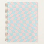 Warped Check Retro Chequerboard Soft Pastel Planner<br><div class="desc">Cool warped checkers in pastel blue and pastel pink colour. A nice retro psychedelic design that takes you to the wonderland. Twisted,  wavy,  warped chequerboard,  warped checks,  warped chequered dorm room student preppy planner.</div>