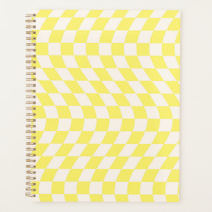 Warped Check Retro Chequerboard Soft Yellow Planner