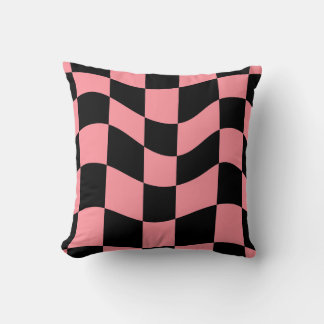 Warped Checkerboard Throw Pillow - Trippy Colorful