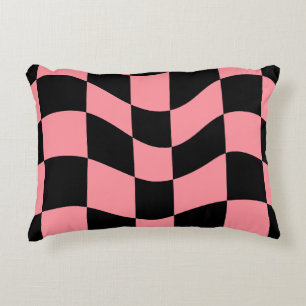 Warped Checkerboard Throw Pillow - Trippy Retro