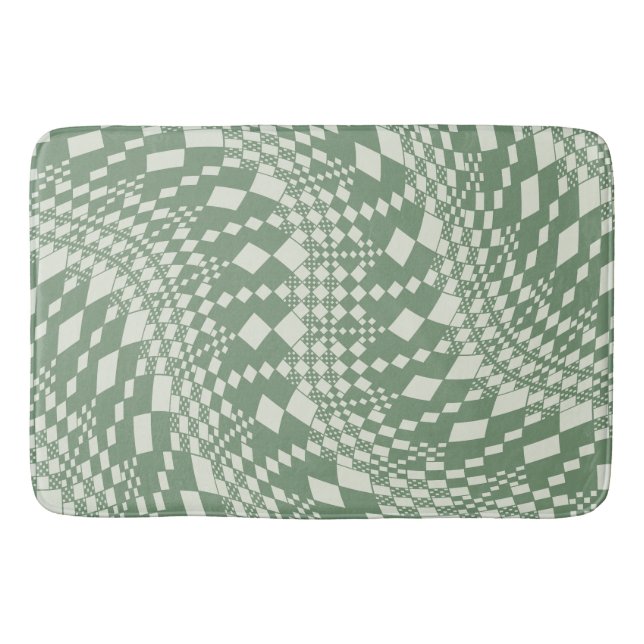 Warped Checks in Green Bath Mat (Front)
