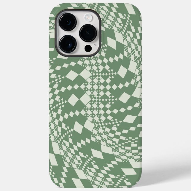 Warped Checks in Green Case-Mate iPhone Case (Back)