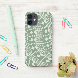 Warped Checks in Green iPhone 12 Mini Case