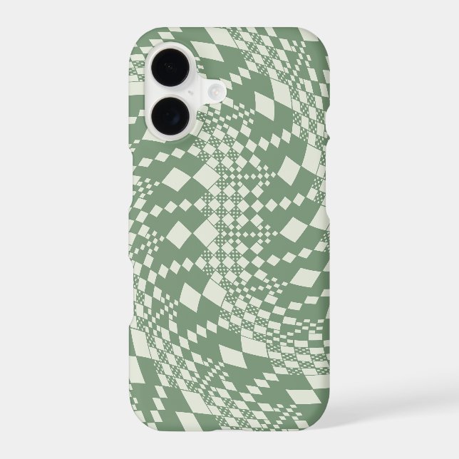 Warped Checks in Green iPhone Case (Back)