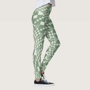 Warped Checks in Green Leggings
