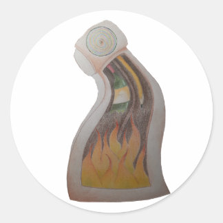 Warped Clock on Fire Classic Round Sticker