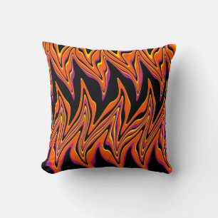 Warped in Black, Pink, Orange and Yellow Cushion