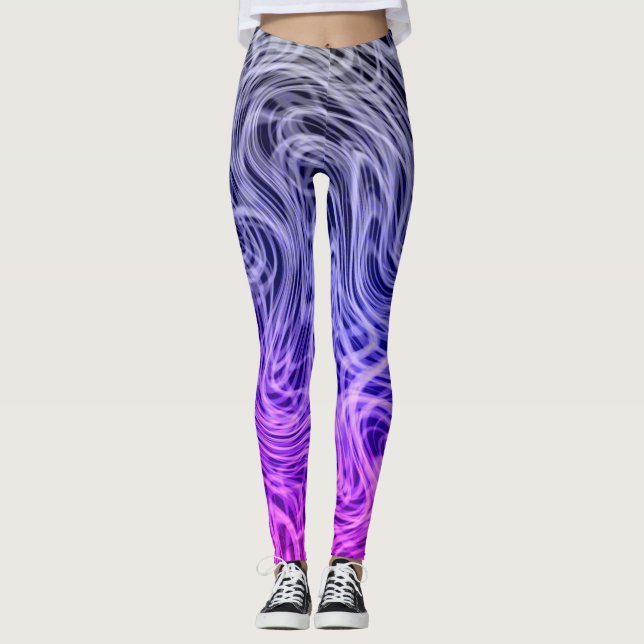 Warped Linear2 Purple - Leggings (Front)