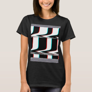 Warped VHS Glitch RGB Stripe T-Shirt