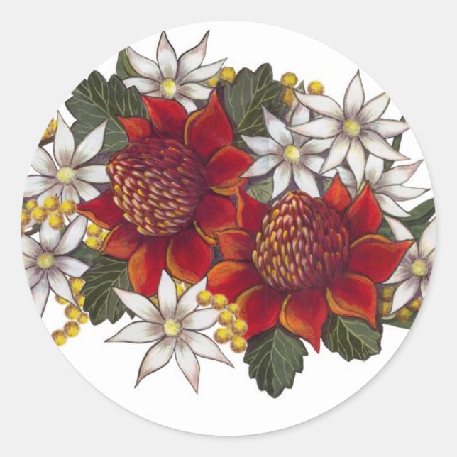 Warratha Flannel Flower Classic Round Sticker (Front)