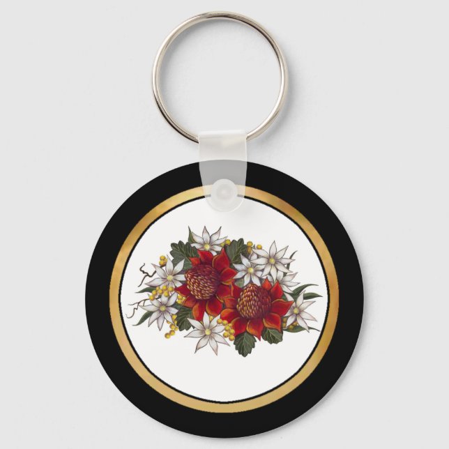 Warratha Flannel Flower Key Ring (Front)