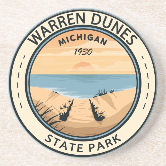 Warren Dunes State Park Michigan Vintage Coaster (Front)