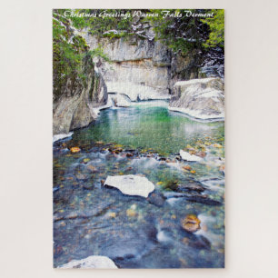 Warren Falls Vermont. Christmas Greetings Jigsaw Puzzle
