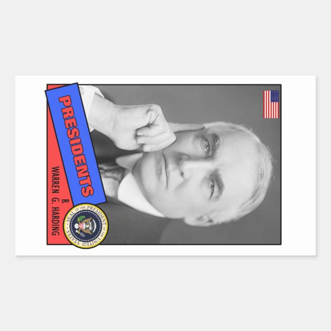 Warren G. Harding Baseball Card Rectangular Sticker (Front)