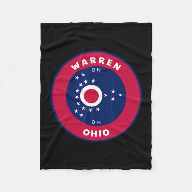 Warren Ohio Oh Flag Badge Roundlet Souvenir  Fleece Blanket (Front)